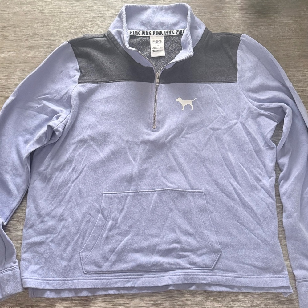 PINK Victoria's Secret Lavender and Black Zip Pullover